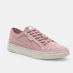 NEW Coach Canvas Sneaker Pink Signature Print CAS55 Size 6.5B NIB